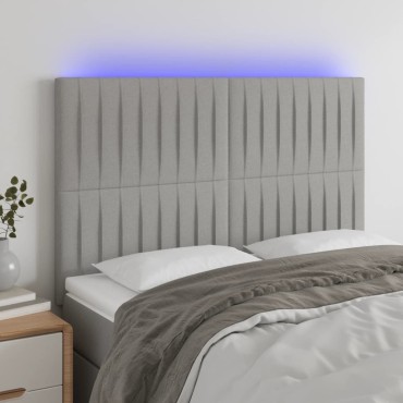 vidaXL Κεφαλάρι Κρεβατιού LED Ανοιχτό Γκρι 144x5x118/128cm 1 τεμ.
