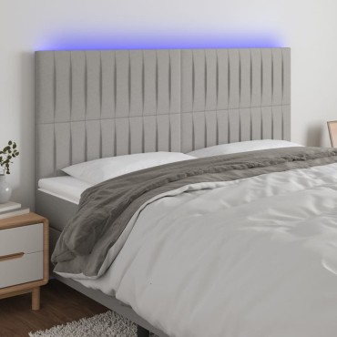 vidaXL Κεφαλάρι Κρεβατιού LED Ανοιχτό Γκρι 180x5x118/128cm Υφασμάτινο 1 τεμ.
