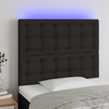 vidaXL Κεφαλάρι Κρεβατιού LED Μαύρο 80x5x118/128cm Υφασμάτινο 1 τεμ.