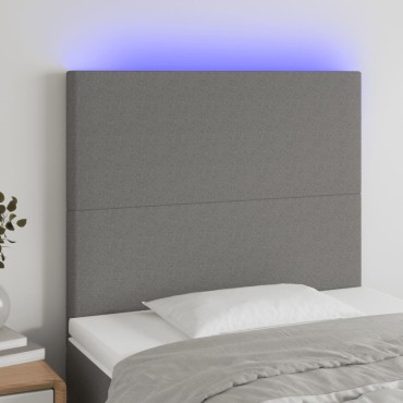 vidaXL Κεφαλάρι Κρεβατιού LED Σκούρο Γκρι 90x5x118/128cm Υφασμάτινο 1 τεμ.