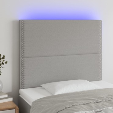 vidaXL Κεφαλάρι Κρεβατιού LED Ανοιχτό Γκρι 100x5x118/128cm Υφασμάτινο 1 τεμ.