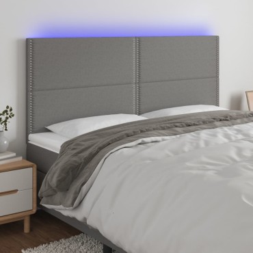vidaXL Κεφαλάρι Κρεβατιού LED Σκούρο Γκρι 160x5x118/128cm Υφασμάτινο 1 τεμ.