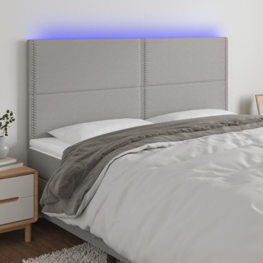 vidaXL Κεφαλάρι Κρεβατιού LED Ανοιχτό Γκρι 200x5x118/128cm Υφασμάτινο 1 τεμ.