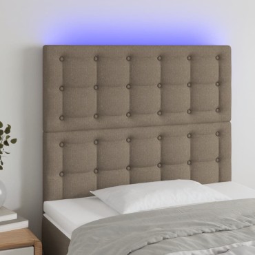 vidaXL Κεφαλάρι Κρεβατιού LED Taupe 90x5x118/128cm Υφασμάτινο 1 τεμ.