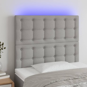 vidaXL Κεφαλάρι Κρεβατιού LED Ανοιχτό Γκρι 100x5x118/128cm Υφασμάτινο 1 τεμ.