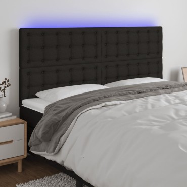 vidaXL Κεφαλάρι Κρεβατιού LED Μαύρο 200x5x118/128cm Υφασμάτινο 1 τεμ.