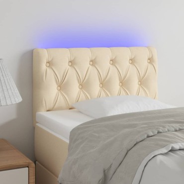 vidaXL Κεφαλάρι Κρεβατιού LED Κρεμ 80x7x78/88cm Υφασμάτινο 1 τεμ.