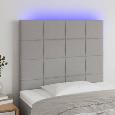 vidaXL Κεφαλάρι Κρεβατιού LED Ανοιχτό Γκρι 90x5x118/128cm Υφασμάτινο 1 τεμ.