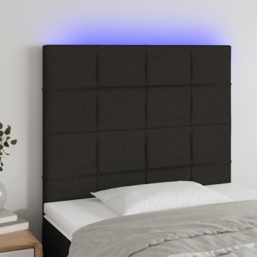 vidaXL Κεφαλάρι Κρεβατιού LED Μαύρο 90x5x118/128cm Υφασμάτινο 1 τεμ.