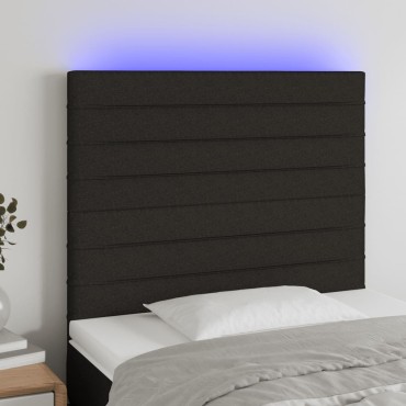 vidaXL Κεφαλάρι Κρεβατιού LED Μαύρο 80x5x118/128cm Υφασμάτινο 1 τεμ.