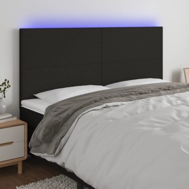 vidaXL Κεφαλάρι Κρεβατιού LED Μαύρο 160x5x118/128cm Υφασμάτινο 1 τεμ.