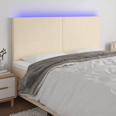 vidaXL Κεφαλάρι Κρεβατιού LED Κρεμ 160x5x118/128cm Υφασμάτινο 1 τεμ.