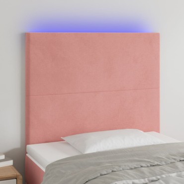 vidaXL Κεφαλάρι Κρεβατιού LED Ροζ 100x5x118/128cm Βελούδινο 1 τεμ.