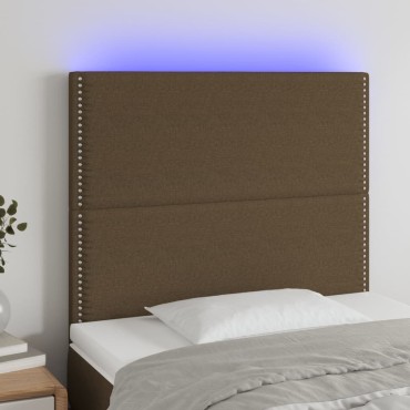 vidaXL Κεφαλάρι Κρεβατιού LED Σκούρο Καφέ 100x5x118/128cm Υφασμάτινο 1 τεμ.