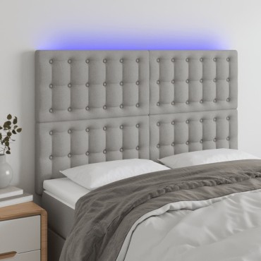 vidaXL Κεφαλάρι Κρεβατιού LED Ανοιχτό Γκρι 144x5x118/128cm 1 τεμ.