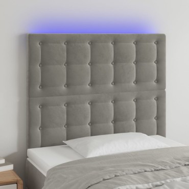 vidaXL Κεφαλάρι Κρεβατιού LED Ανοιχτό Γκρι 100x5x118/128cm Βελούδινο 1 τεμ.