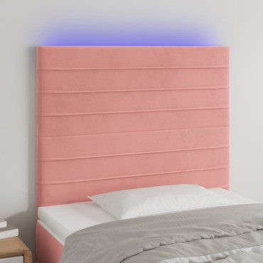 vidaXL Κεφαλάρι Κρεβατιού LED Ροζ 100x5x118/128cm Βελούδινο 1 τεμ.