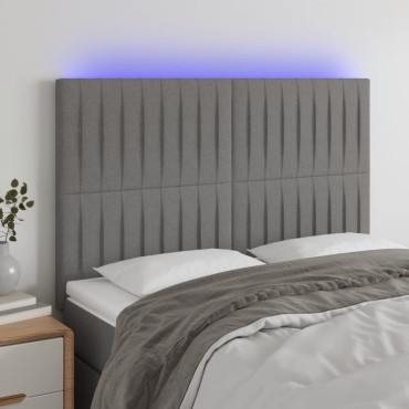 vidaXL Κεφαλάρι Κρεβατιού LED Σκούρο Γκρι 144x5x118/128cm Υφασμάτινο 1 τεμ.
