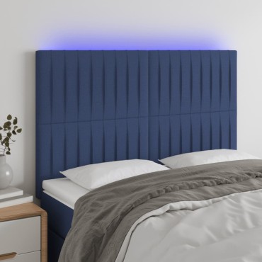 vidaXL Κεφαλάρι Κρεβατιού LED Μπλε 144x5x118/128cm Υφασμάτινο 1 τεμ.