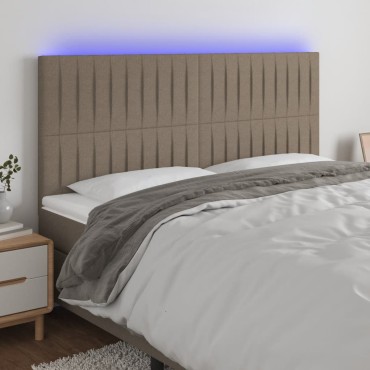 vidaXL Κεφαλάρι Κρεβατιού LED Taupe 200x5x118/128cm Υφασμάτινο 1 τεμ.