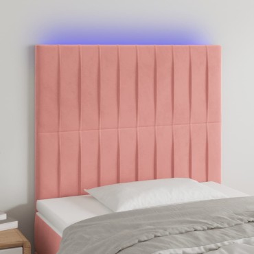 vidaXL Κεφαλάρι Κρεβατιού LED Ροζ 80x5x118/128cm Βελούδινο 1 τεμ.