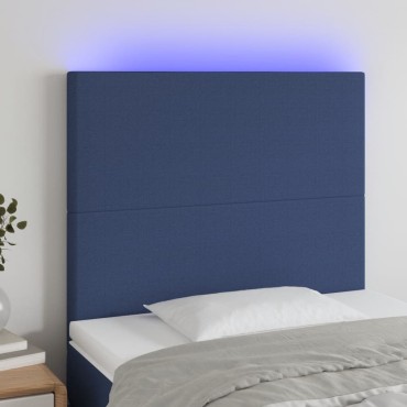 vidaXL Κεφαλάρι Κρεβατιού LED Μπλε 80x5x118/128cm Υφασμάτινο 1 τεμ.