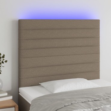 vidaXL Κεφαλάρι Κρεβατιού LED Taupe 90x5x118/128cm Υφασμάτινο 1 τεμ.