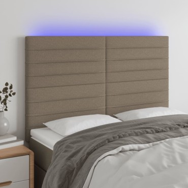 vidaXL Κεφαλάρι Κρεβατιού LED Taupe 144x5x118/128cm Υφασμάτινο 1 τεμ.