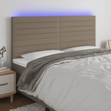 vidaXL Κεφαλάρι Κρεβατιού LED Taupe 160x5x118/128cm Υφασμάτινο 1 τεμ.
