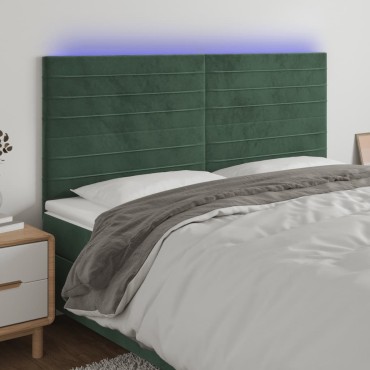 vidaXL Κεφαλάρι Κρεβατιού LED Σκούρο Πράσινο 160x5x118/128cm 1 τεμ.