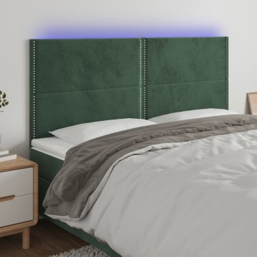 vidaXL Κεφαλάρι Κρεβατιού LED Σκούρο Πράσινο 180x5x118/128cm 1 τεμ.
