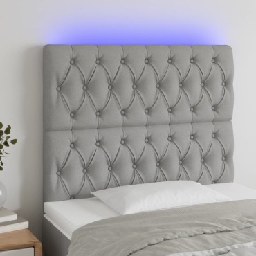 vidaXL Κεφαλάρι Κρεβατιού LED Ανοιχτό Γκρι 100x7x118/128cm Υφασμάτινο 1 τεμ.