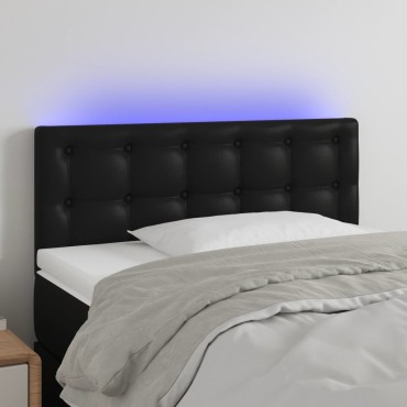 vidaXL Κεφαλάρι Κρεβατιού LED Μαύρο 100x5x78/88cm Συνθετ. Δέρμα 1 τεμ.
