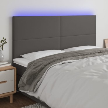vidaXL Κεφαλάρι Κρεβατιού LED Γκρι 180x5x118/128 εκ 1 τεμ.