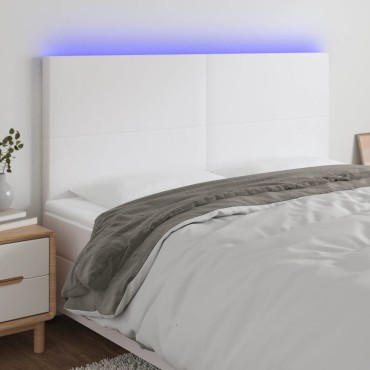 vidaXL Κεφαλάρι Κρεβατιού LED Λευκό 200x5x118/128 εκ 1 τεμ.