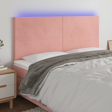 vidaXL Κεφαλάρι Κρεβατιού LED Ροζ 160x5x118/128cm Βελούδινο 1 τεμ.