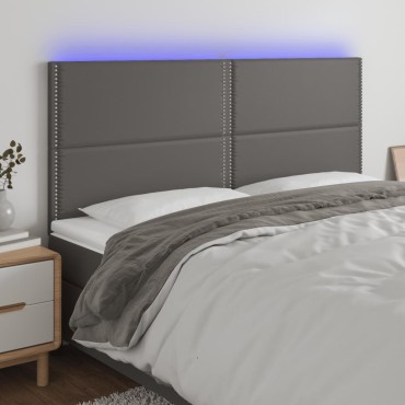 vidaXL Κεφαλάρι Κρεβατιού LED Γκρι 160x5x118/128 εκ 1 τεμ.