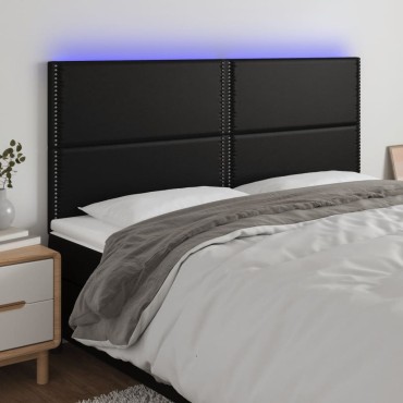 vidaXL Κεφαλάρι Κρεβατιού LED Μαύρο 180x5x118/128 εκ 1 τεμ.