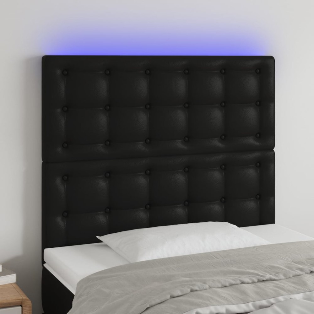 vidaXL Κεφαλάρι Κρεβατιού LED Μαύρο 100x5x118/128 εκ 1 τεμ.