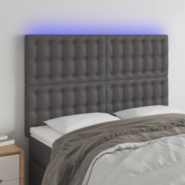 vidaXL Κεφαλάρι Κρεβατιού LED Γκρι 144x5x118/128 εκ 1 τεμ.