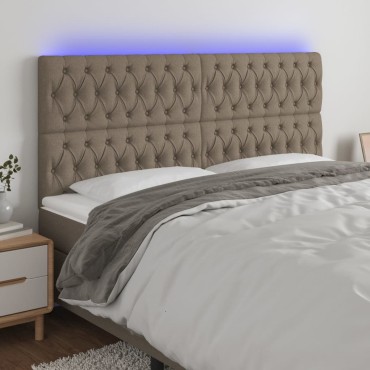 vidaXL Κεφαλάρι Κρεβατιού LED Taupe 200x7x118/128cm Υφασμάτινο 1 τεμ.