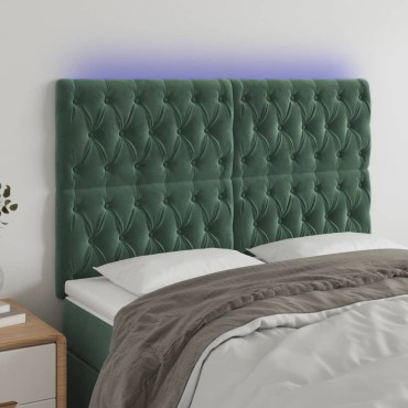 vidaXL Κεφαλάρι Κρεβατιού LED Σκούρο Πράσινο 160x7x118/128cm 1 τεμ.