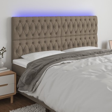 vidaXL Κεφαλάρι Κρεβατιού LED Taupe 180x7x118/128cm Υφασμάτινο 1 τεμ.
