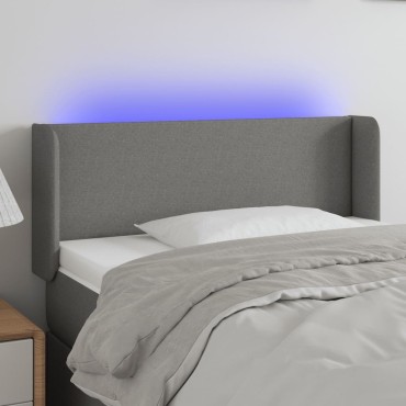 vidaXL Κεφαλάρι Κρεβατιού LED Σκούρο Γκρι 93x16x78/88cm Υφασμάτινο 1 τεμ.