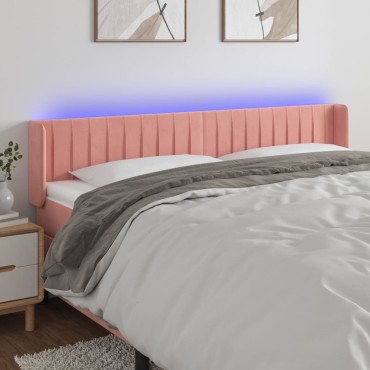 vidaXL Κεφαλάρι Κρεβατιού LED Ροζ 183x16x78/88cm Βελούδινο 1 τεμ.