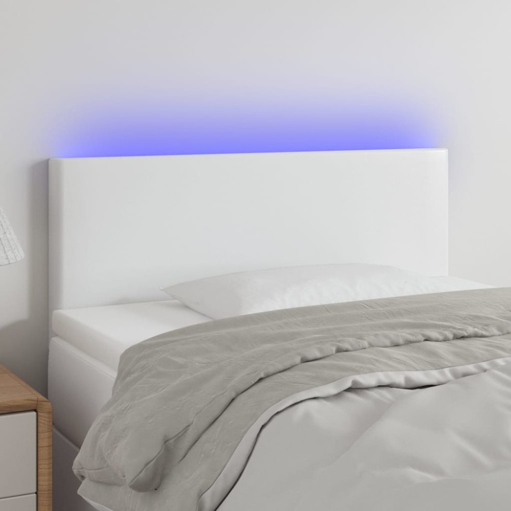 vidaXL Κεφαλάρι Κρεβατιού LED Λευκό 100x5x78/88cm Συνθετ. Δέρμα 1 τεμ.