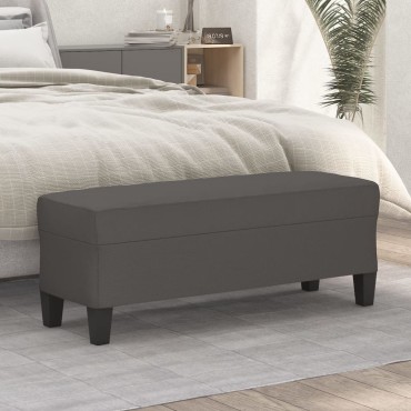 vidaXL Πάγκος Γκρι 100x35x41cm από Συνθετικό Δέρμα 1 τεμ.