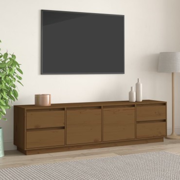vidaXL Έπιπλο Τηλεόρασης Καφέ Μελί 176x37x47,5cm από Μασίφ Ξύλο Πεύκου