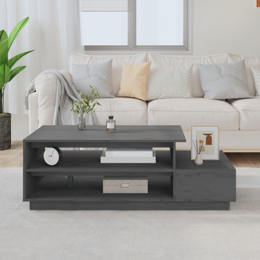vidaXL Τραπεζάκι Σαλονιού Γκρι 100x50x40,5cm από Μασίφ Ξύλο Πεύκου 1 τεμ.