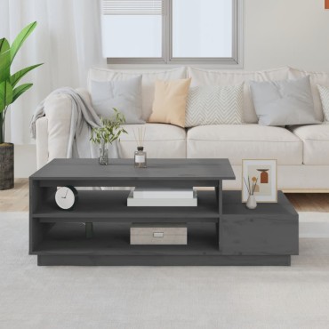 vidaXL Τραπεζάκι Σαλονιού Γκρι 100x50x40,5cm από Μασίφ Ξύλο Πεύκου 1 τεμ.
